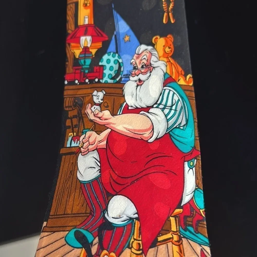 Disney Store Micky Mouse in Santa’s Workshop Silk Neck Tie